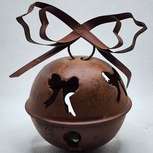Brown Metal Bell with Bow Cutouts